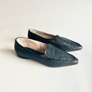 Franco Sarto Black Leather Rubber Outsole Loafers Flats size 8.5